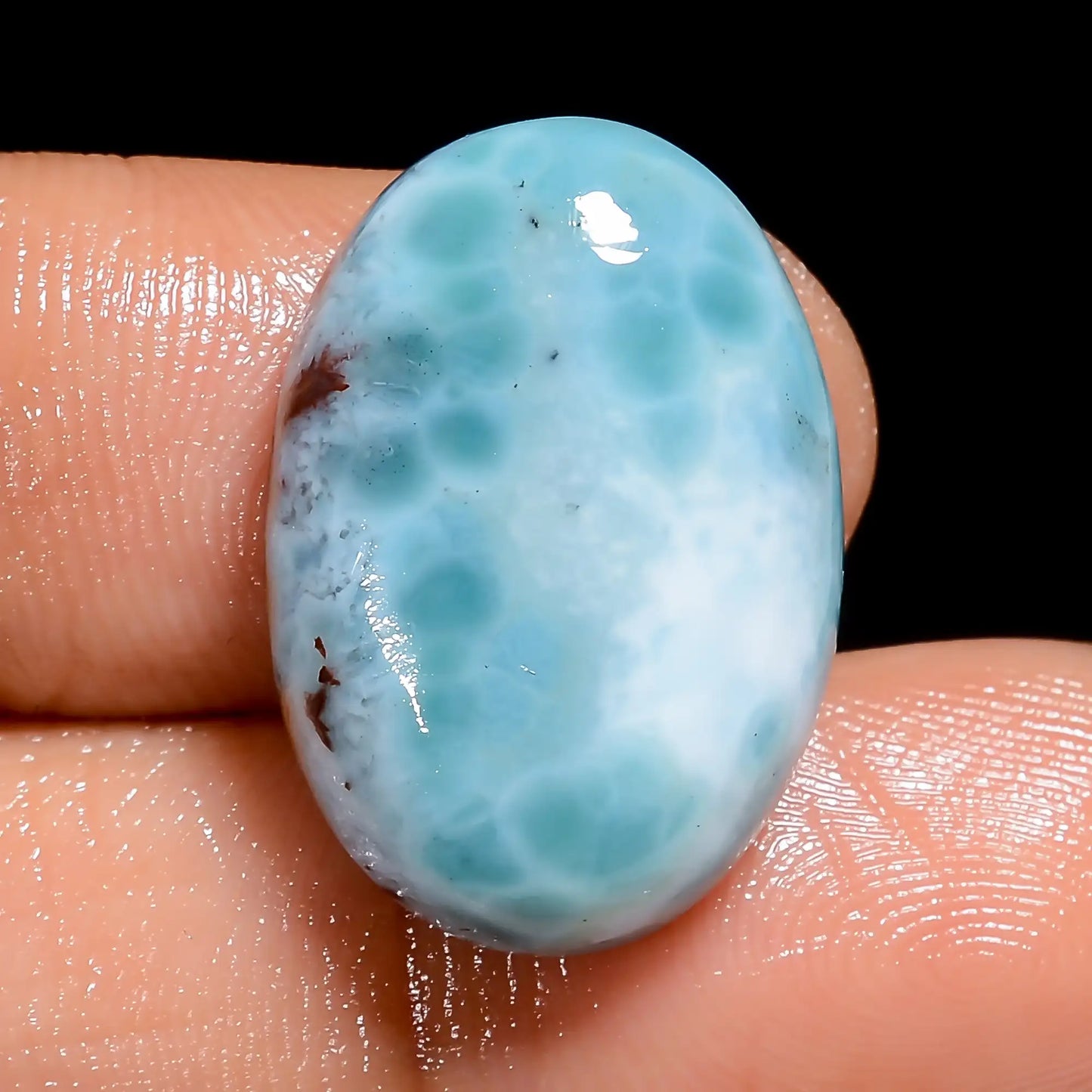 Supreme Top Grade Quality 100% Natural Larimar Oval Shape Cabochon Loose Gemstone For Making Jewelry 19.5 Ct. 21X14X6 mm V-6638