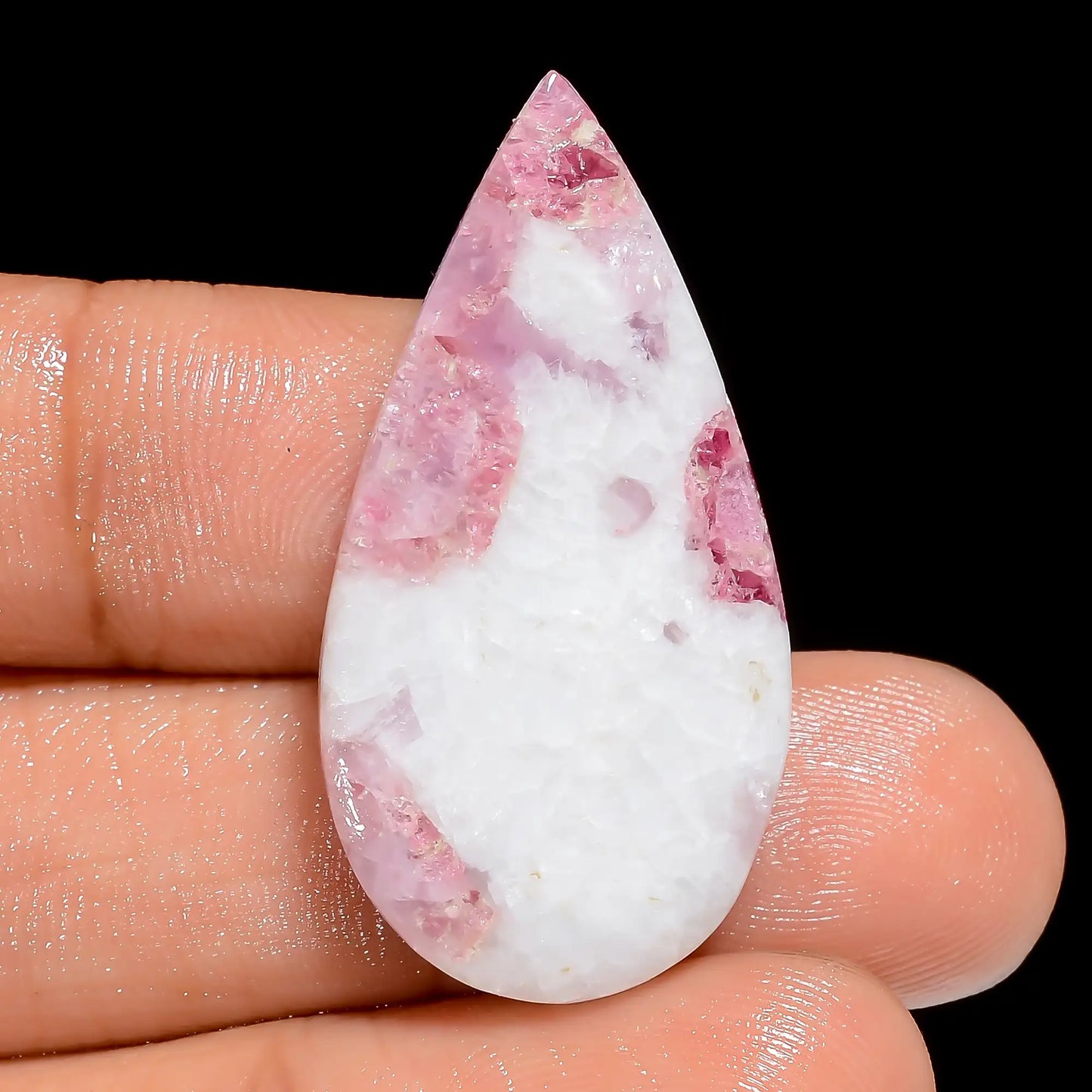 Wonderful Top Grade Quality 100% Natural Pink Tourmaline Quartz Pear Shape Cabochon Gemstone For Making Jewelry 23.5 Ct. 34X17X4 mm V-6644