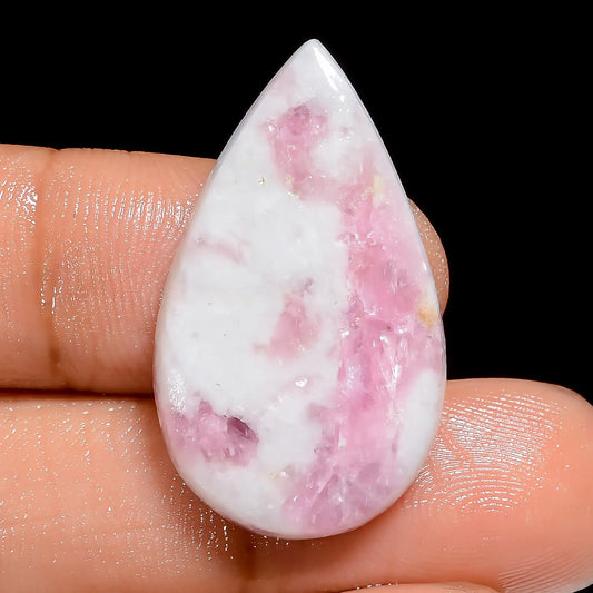 Classic Top Grade Quality 100% Natural Pink Tourmaline Quartz Pear Shape Cabochon Loose Gemstone For Making Jewelry 18 Ct. 29X17X4 mm V-6649