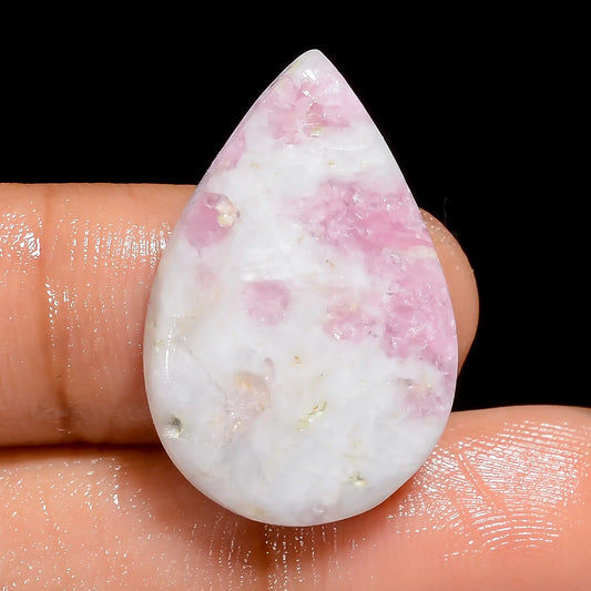 Excellent Top Grade Quality 100% Natural Pink Tourmaline Quartz Pear Shape Cabochon Gemstone For Making Jewelry 18.5 Ct. 27X17X4 mm V-6651