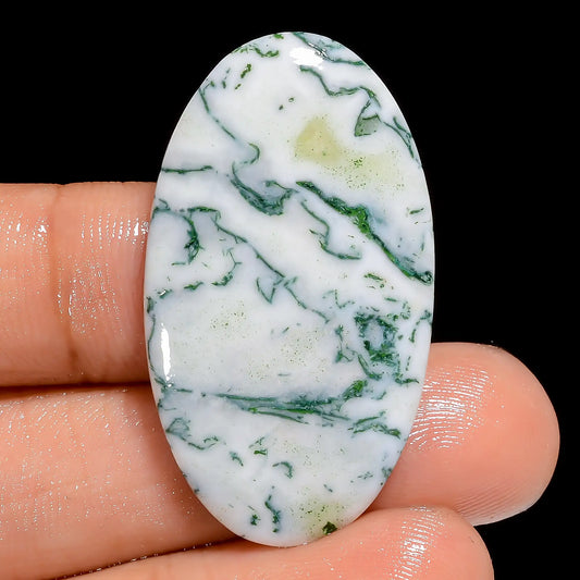 Unique Top Grade Quality 100% Natural Tree Agate Oval Shape Cabochon Loose Gemstone For Making Jewelry 26.5 Ct. 36X20X4 mm V-6657