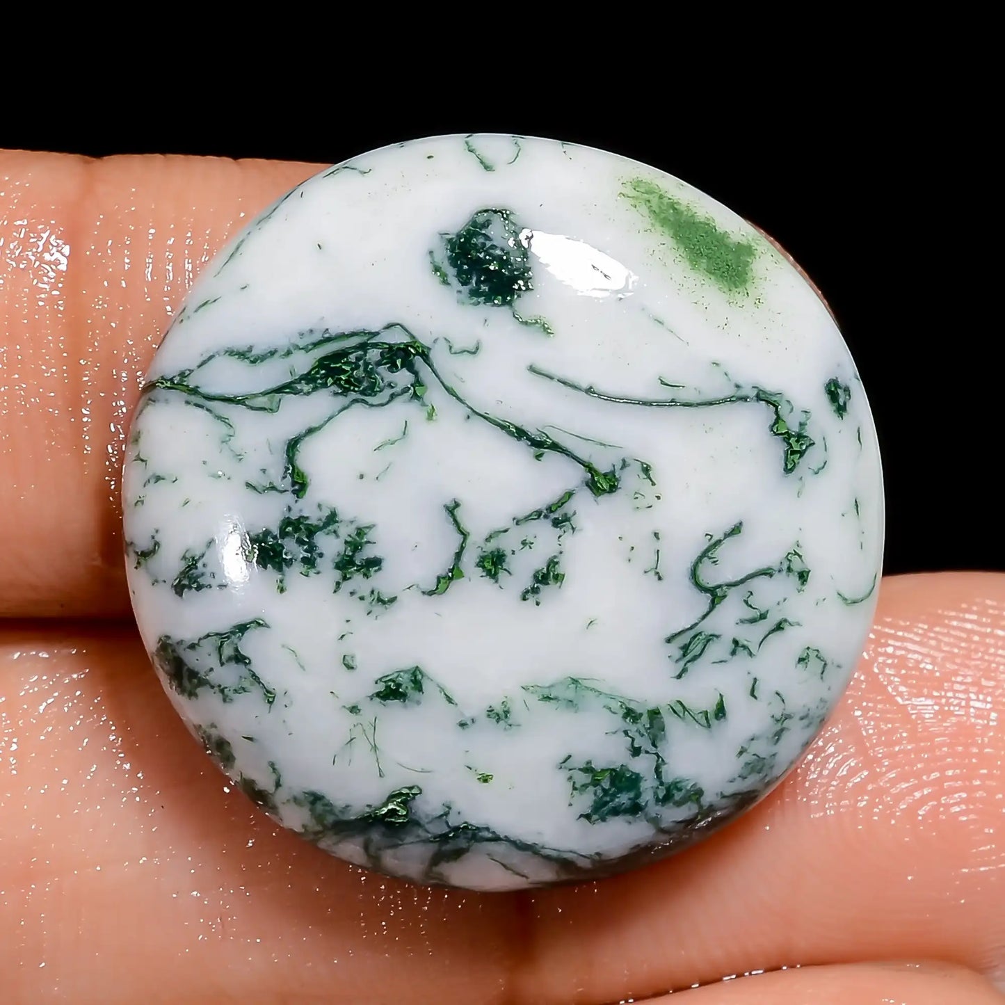 Amazing Top Grade Quality 100% Natural Tree Agate Round Shape Cabochon Loose Gemstone For Making Jewelry 26.5 Ct. 23X23X5 mm V-6661