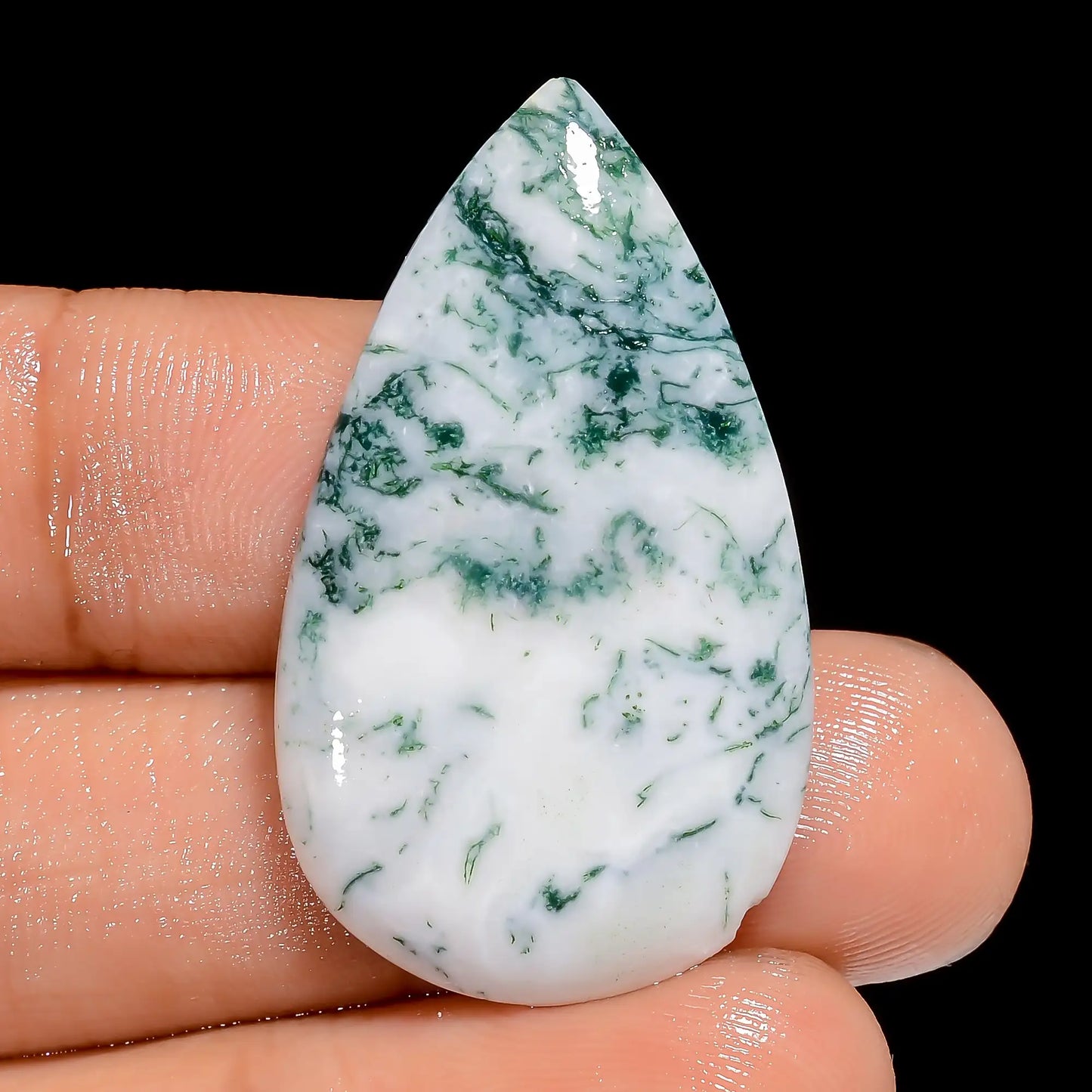 Attractive Top Grade Quality 100% Natural Tree Agate Pear Shape Cabochon Loose Gemstone For Making Jewelry 22 Ct. 34X19X4 mm V-6662