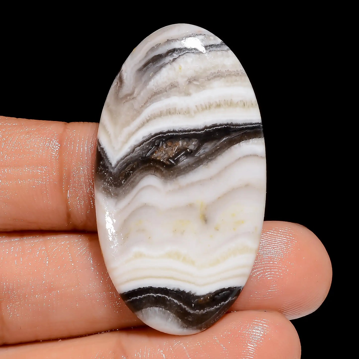 Immaculate Top Grade Quality 100% Natural Zebra Jasper Oval Shape Cabochon Loose Gemstone For Making Jewelry 37.5 Ct. 41X22X4 mm V-6672