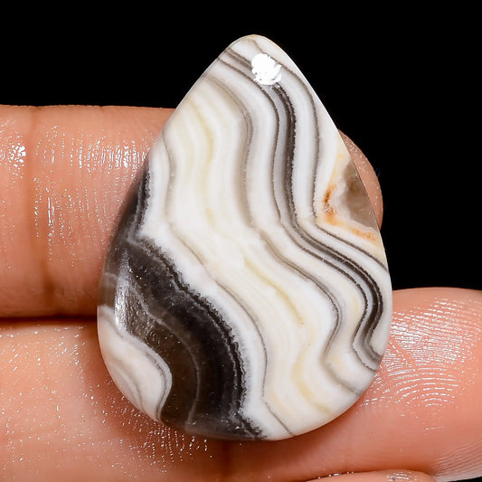 Superb Top Grade Quality 100% Natural Zebra Jasper Pear Shape Cabochon Loose Gemstone For Making Jewelry 21 Ct. 28X19X4 mm V-6678