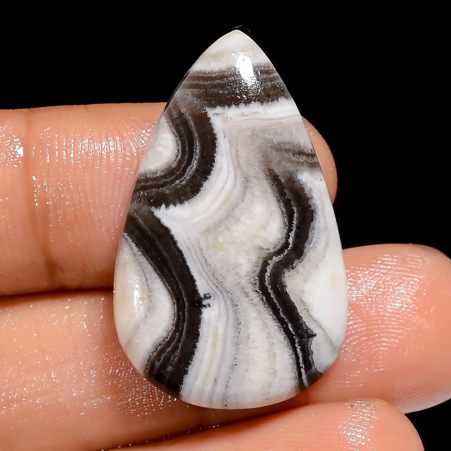 Stunning Top Grade Quality 100% Natural Zebra Jasper Pear Shape Cabochon Loose Gemstone For Making Jewelry 27.5 Ct. 29X18X5 mm V-6679