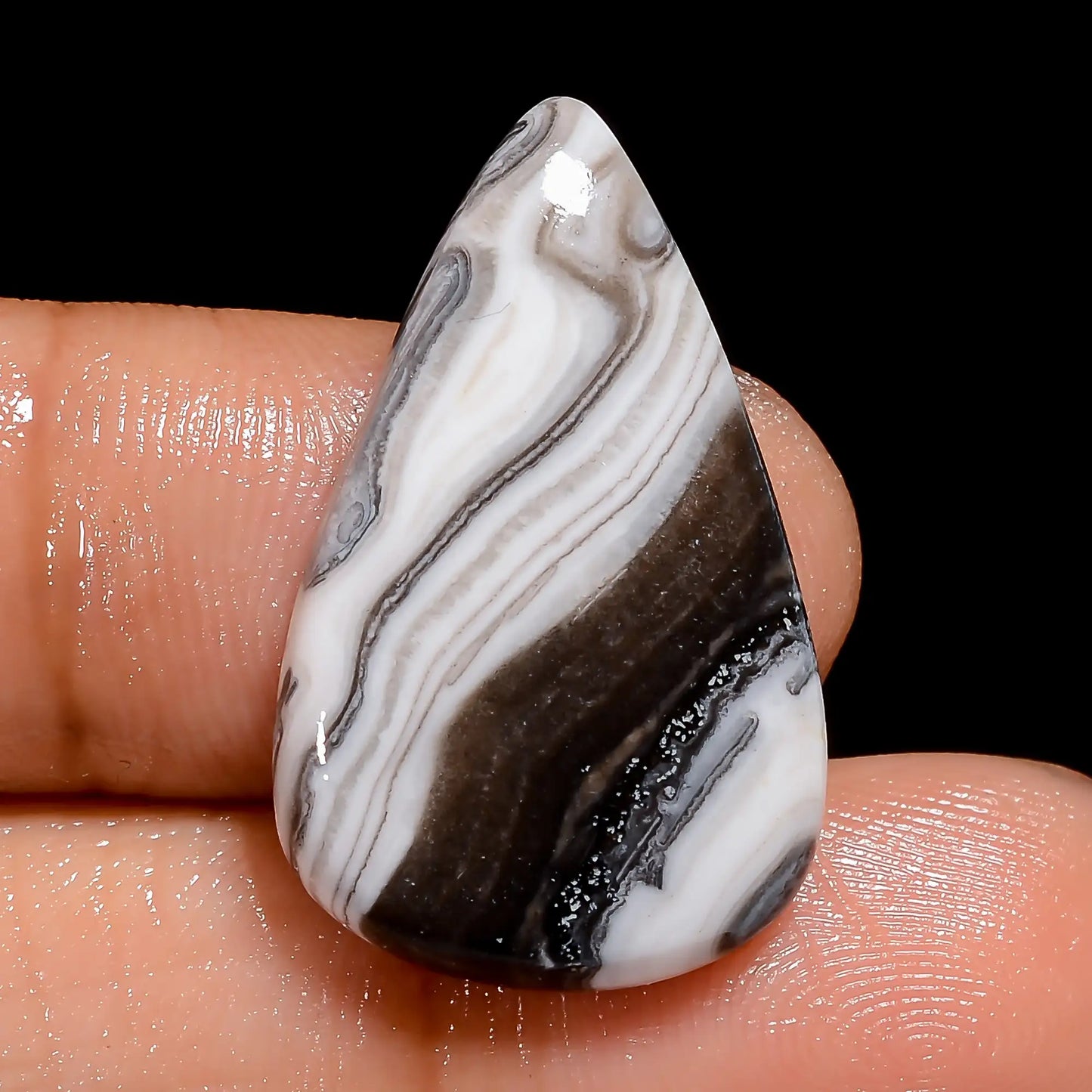 Supreme Top Grade Quality 100% Natural Zebra Jasper Pear Shape Cabochon Loose Gemstone For Making Jewelry 14 Ct. 26X15X3 mm V-6680