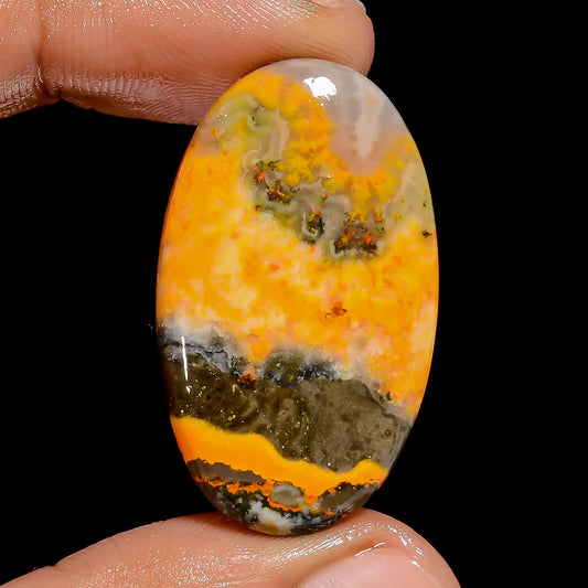 Amazing Top Grade Quality 100% Natural Bumble Bee Jasper Oval Shape Cabochon Loose Gemstone For Making Jewelry 31.5 Ct. 34X20X5 mm V-6685