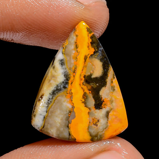 Wonderful Top Grade Quality 100% Natural Bumble Bee Jasper Triangle Shape Cabochon Loose Gemstone For Making Jewelry 11.5 Ct 21X16X3 mm V6686