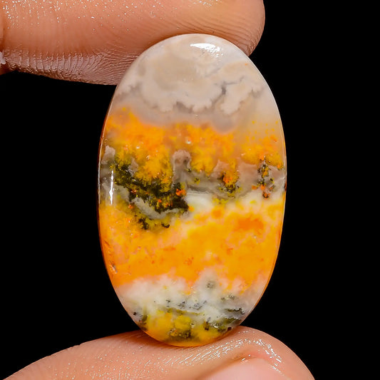 Attractive Top Grade Quality 100% Natural Bumble Bee Jasper Oval Shape Cabochon Loose Gemstone For Making Jewelry 23 Ct. 28X16X4 mm V-6688