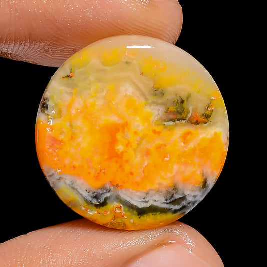 Dazzling Top Grade Quality 100% Natural Bumble Bee Jasper Round Shape Cabochon Loose Gemstone For Making Jewelry 16.5 Ct. 21X21X3 mm V-6692