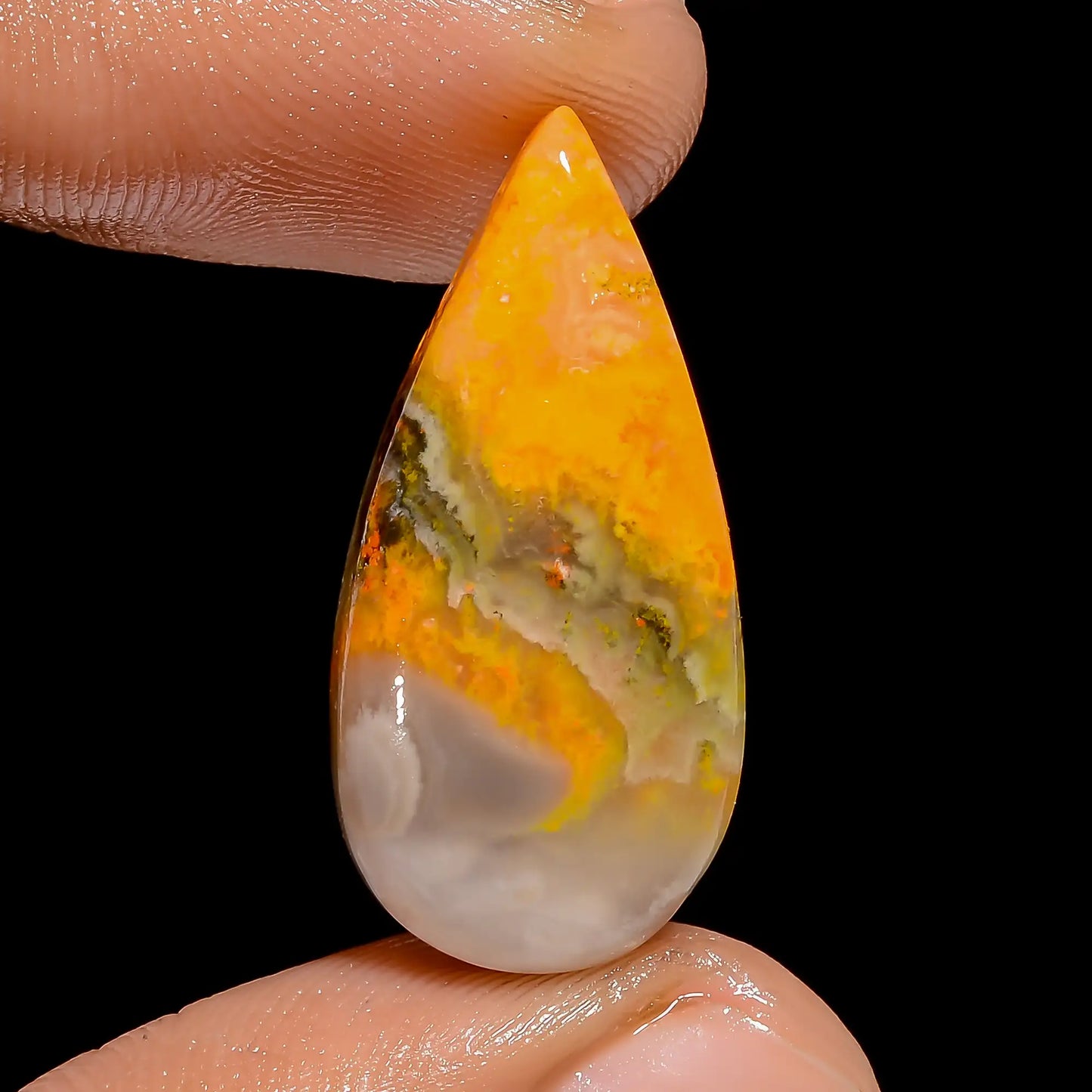 Excellent Top Grade Quality 100% Natural Bumble Bee Jasper Pear Shape Cabochon Loose Gemstone For Making Jewelry 16.5 Ct. 26X12X4 mm V-6693