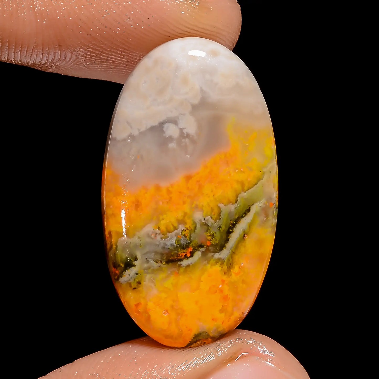 Exclusive Top Grade Quality 100% Natural Bumble Bee Jasper Oval Shape Cabochon Loose Gemstone For Making Jewelry 22 Ct. 28X15X4 mm V-6694