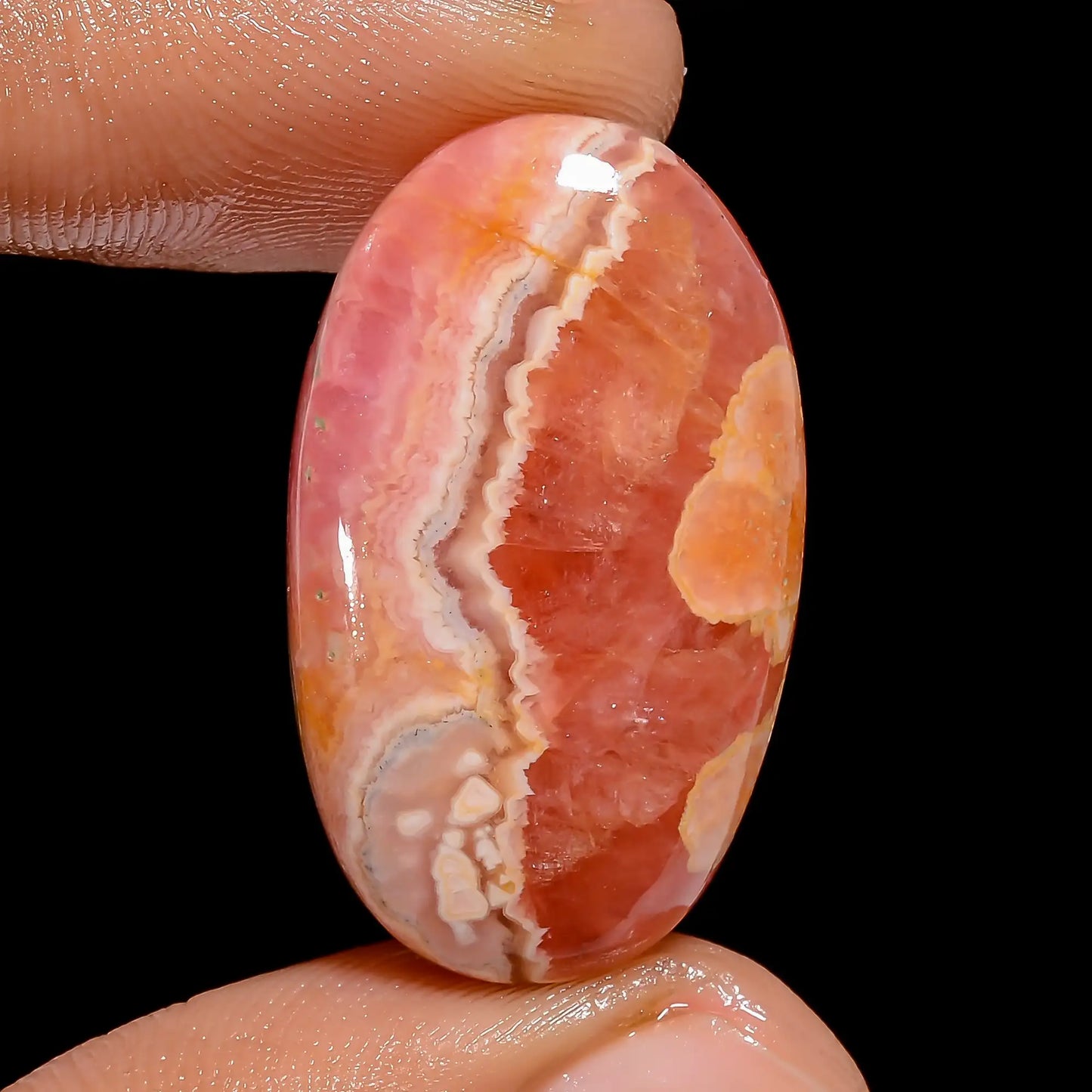 Gorgeous Top Grade Quality 100% Natural Rhodochrosite Oval Shape Cabochon Loose Gemstone For Making Jewelry 32 Ct. 27X16X5 mm V-6739