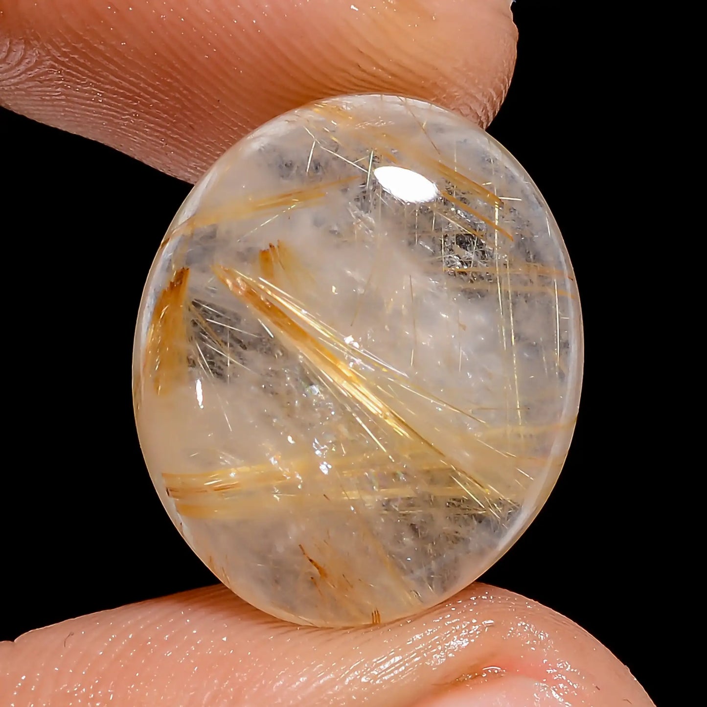 Incredible Top Grade Quality 100% Natural Golden Rutile Quartz Oval Shape Cabochon Loose Gemstone For Making Jewelry 11.5 Ct 18X15X5 mm V6757