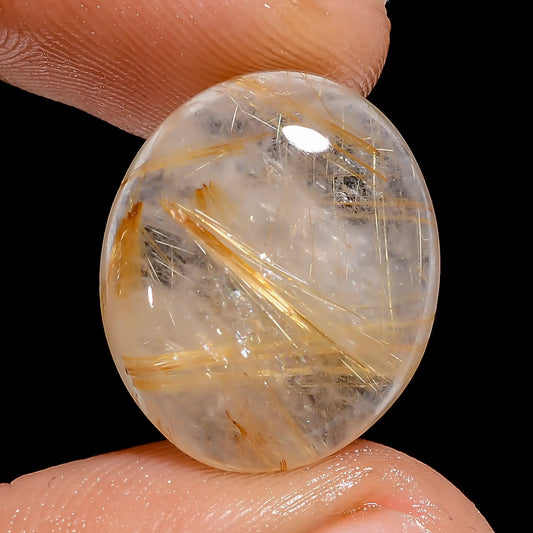 Incredible Top Grade Quality 100% Natural Golden Rutile Quartz Oval Shape Cabochon Loose Gemstone For Making Jewelry 11.5 Ct 18X15X5 mm V6757