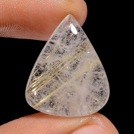 Mind Blowing Top Grade Quality 100% Natural Golden Rutile Quartz Pear Shape Cabochon Loose Gemstone For Making Jewelry 17 Ct 23X18X5mm V6759