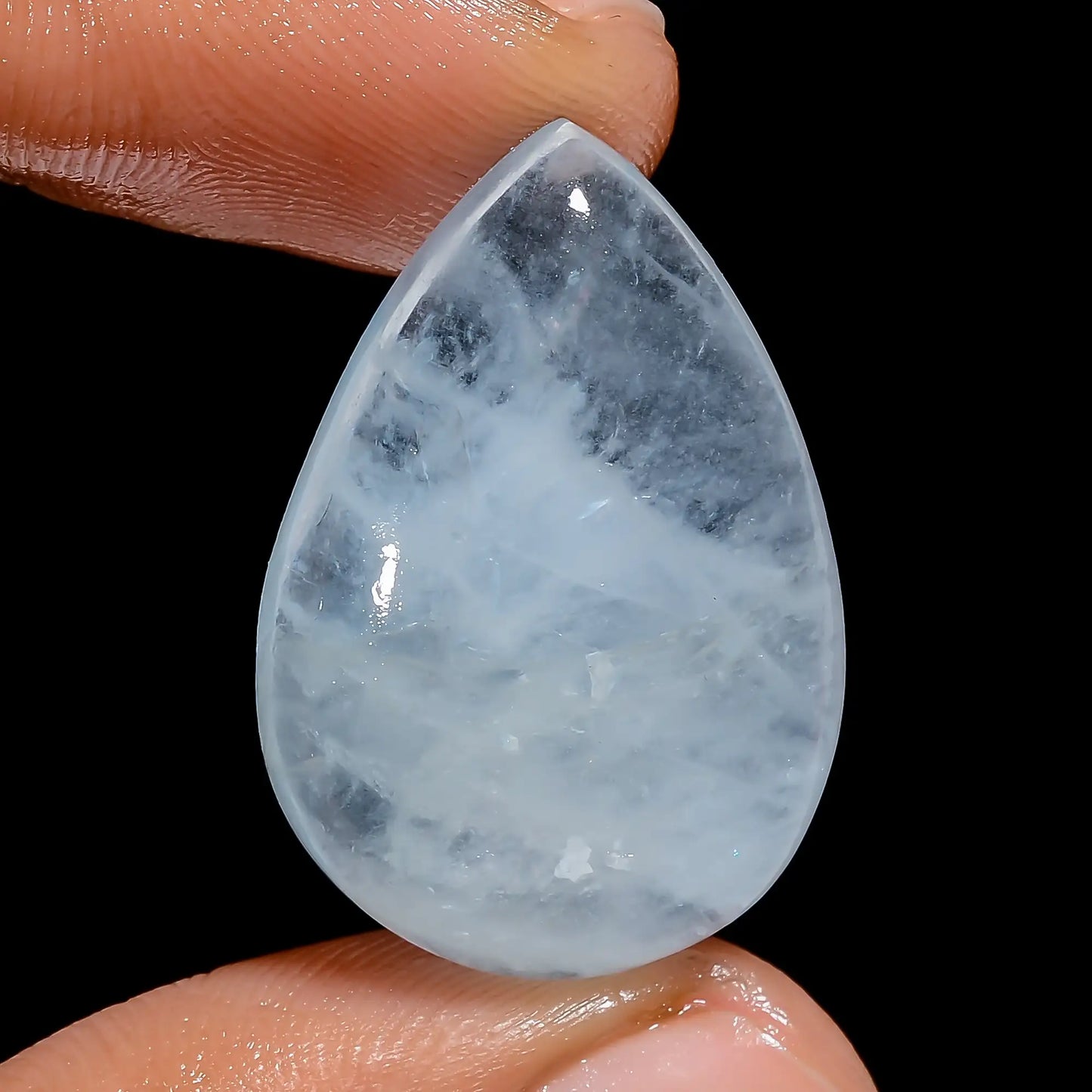 Amazing Top Grade Quality 100% Natural Aquamarine Pear Shape Cabochon Loose Gemstone For Making Jewelry 28.5 Ct. 28X19X6 mm V-6785