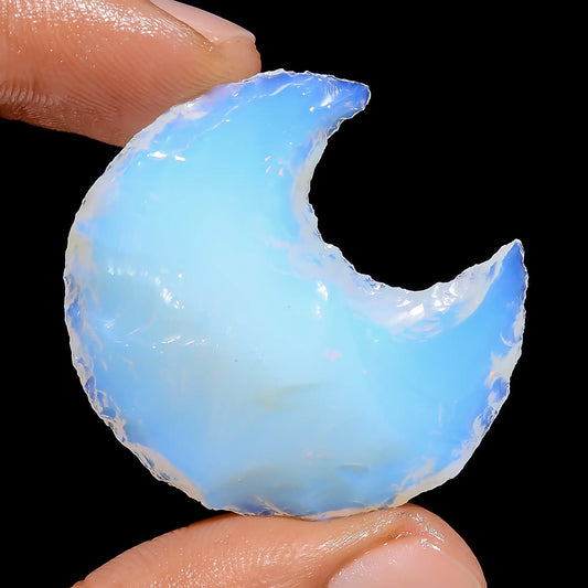 Dazzling Top Grade Quality 100% Natural Opalite Crescent Moon Shape Rough Loose Gemstone For Making Jewelry 42 Ct. 34X30X8 mm V-6792