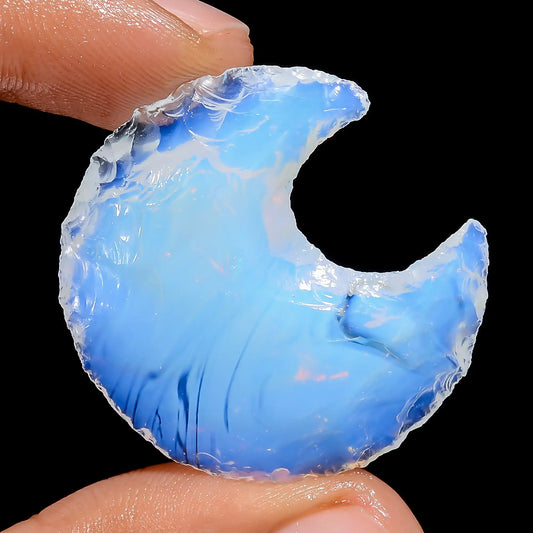 Excellent Top Grade Quality 100% Natural Opalite Crescent Moon Shape Rough Loose Gemstone For Making Jewelry 29 Ct. 31X29X5 mm V-6793