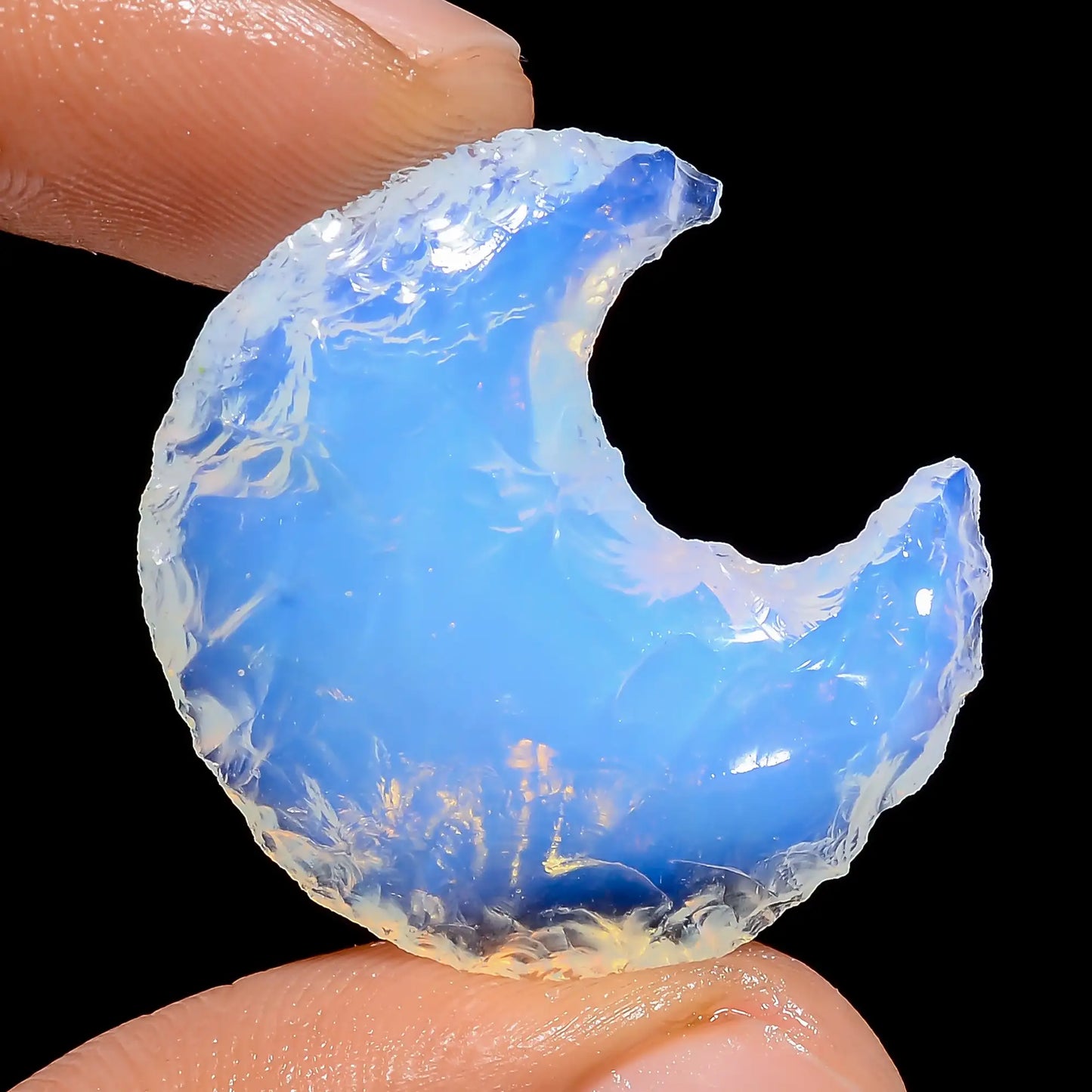 Incredible Top Grade Quality 100% Natural Opalite Crescent Moon Shape Rough Loose Gemstone For Making Jewelry 22.5 Ct. 27X25X5 mm V-6799