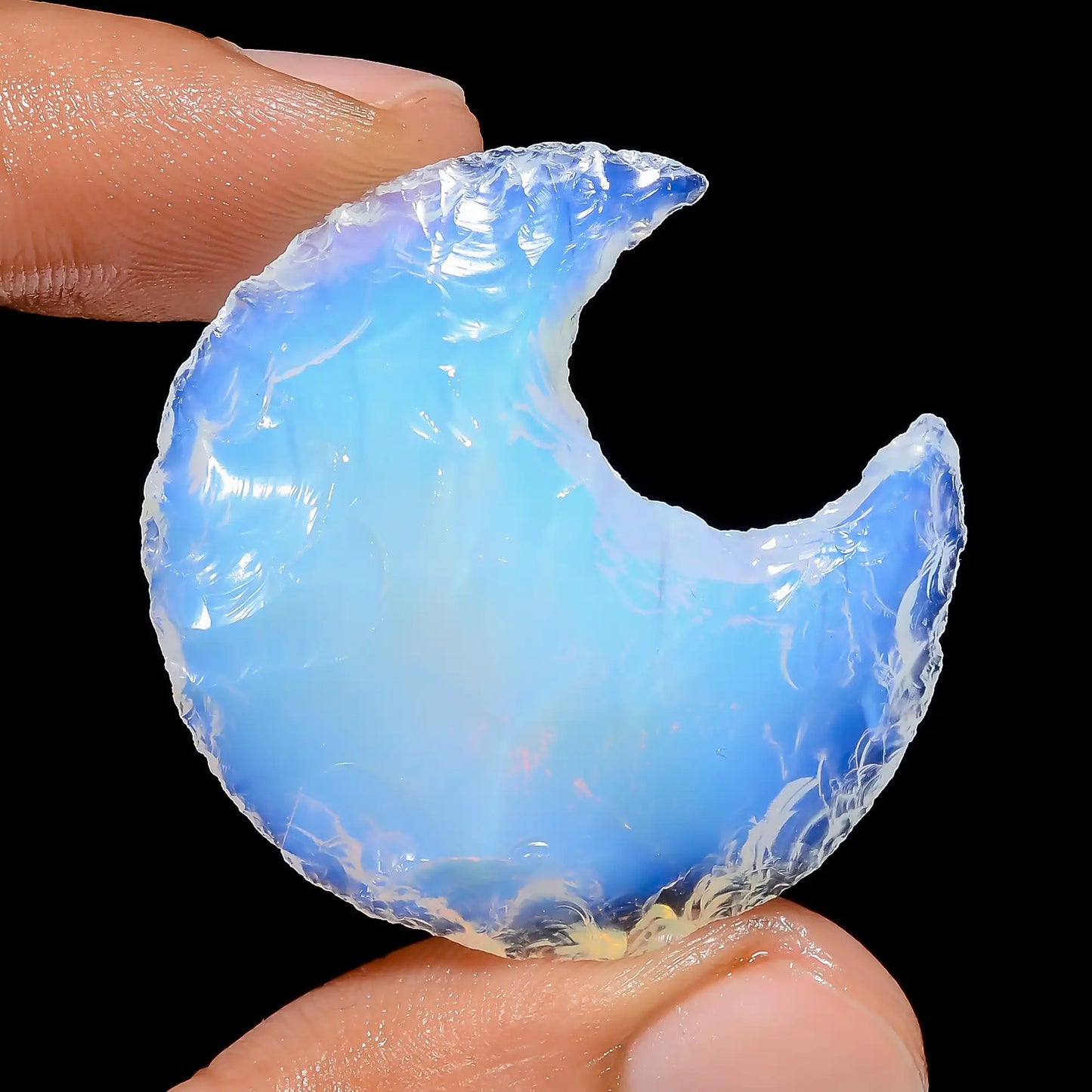 Mind Blowing Top Grade Quality 100% Natural Opalite Crescent Moon Shape Rough Loose Gemstone For Making Jewelry 44 Ct. 34X32X9 mm V-6801