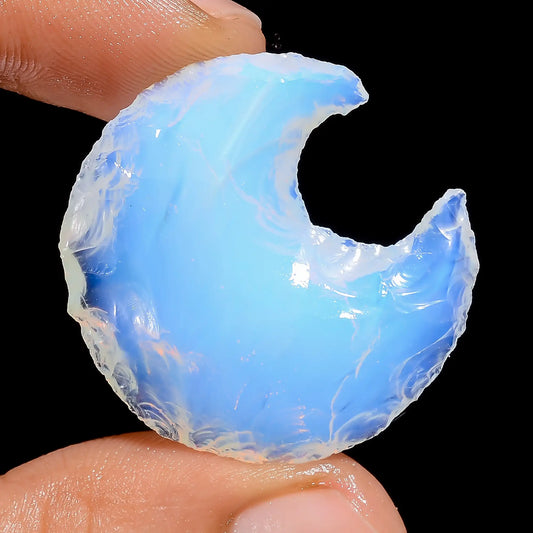 Outstanding Top Grade Quality 100% Natural Opalite Crescent Moon Shape Rough Loose Gemstone For Making Jewelry 30 Ct. 30X29X7 mm V-6802