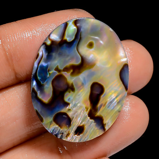 Splendid Top Grade Quality 100% Natural Abalone Shell Oval Shape Cabochon Loose Gemstone For Making Jewelry 33 Ct. 30X23X5 mm V-6803