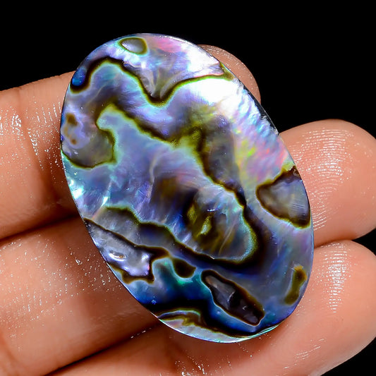 Superb Top Grade Quality 100% Natural Abalone Shell Oval Shape Cabochon Loose Gemstone For Making Jewelry 41.5 Ct. 33X22X7 mm V-6804