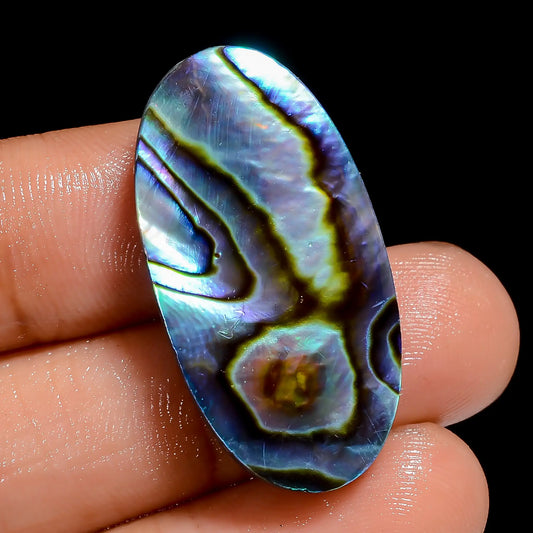 Terrific Top Grade Quality 100% Natural Abalone Shell Oval Shape Cabochon Loose Gemstone For Making Jewelry 26.5 Ct. 31X15X6 mm V-6808