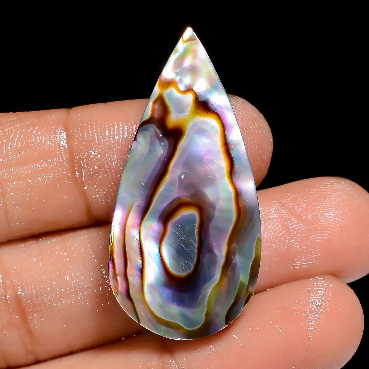 Unique Top Grade Quality 100% Natural Abalone Shell Pear Shape Cabochon Loose Gemstone For Making Jewelry 28 Ct. 37X17X5 mm V-6809