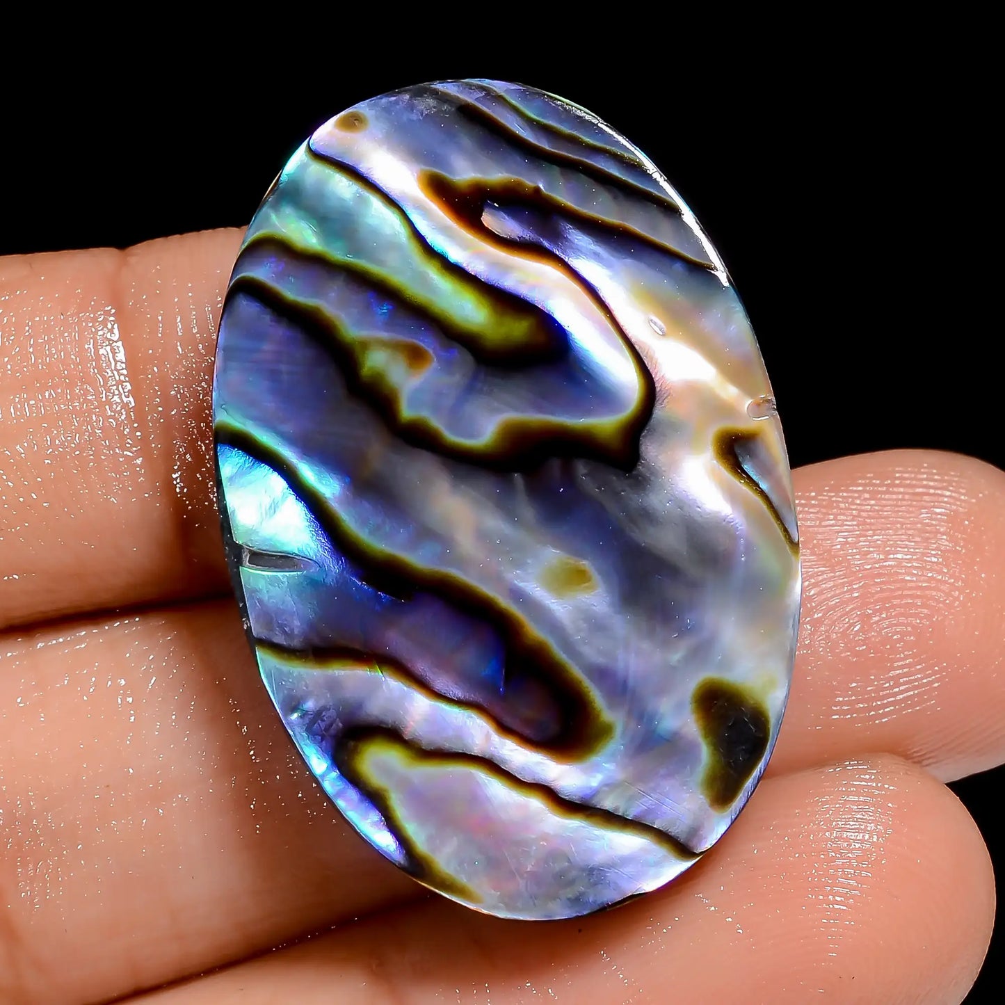 Amazing Top Grade Quality 100% Natural Abalone Shell Oval Shape Cabochon Loose Gemstone For Making Jewelry 38 Ct. 33X22X6 mm V-6811