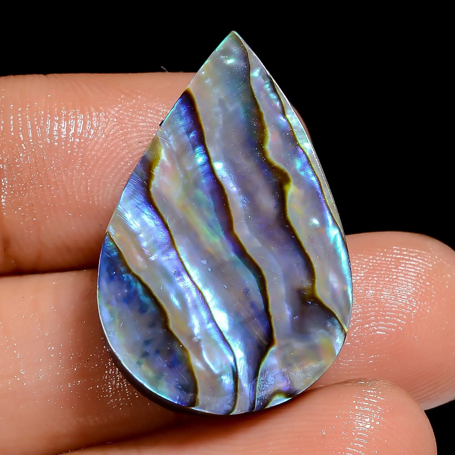 Amazing Top Grade Quality 100% Natural Abalone Shell Pear Shape Cabochon Loose Gemstone For Making Jewelry 24 Ct. 28X18X6 mm V-6813