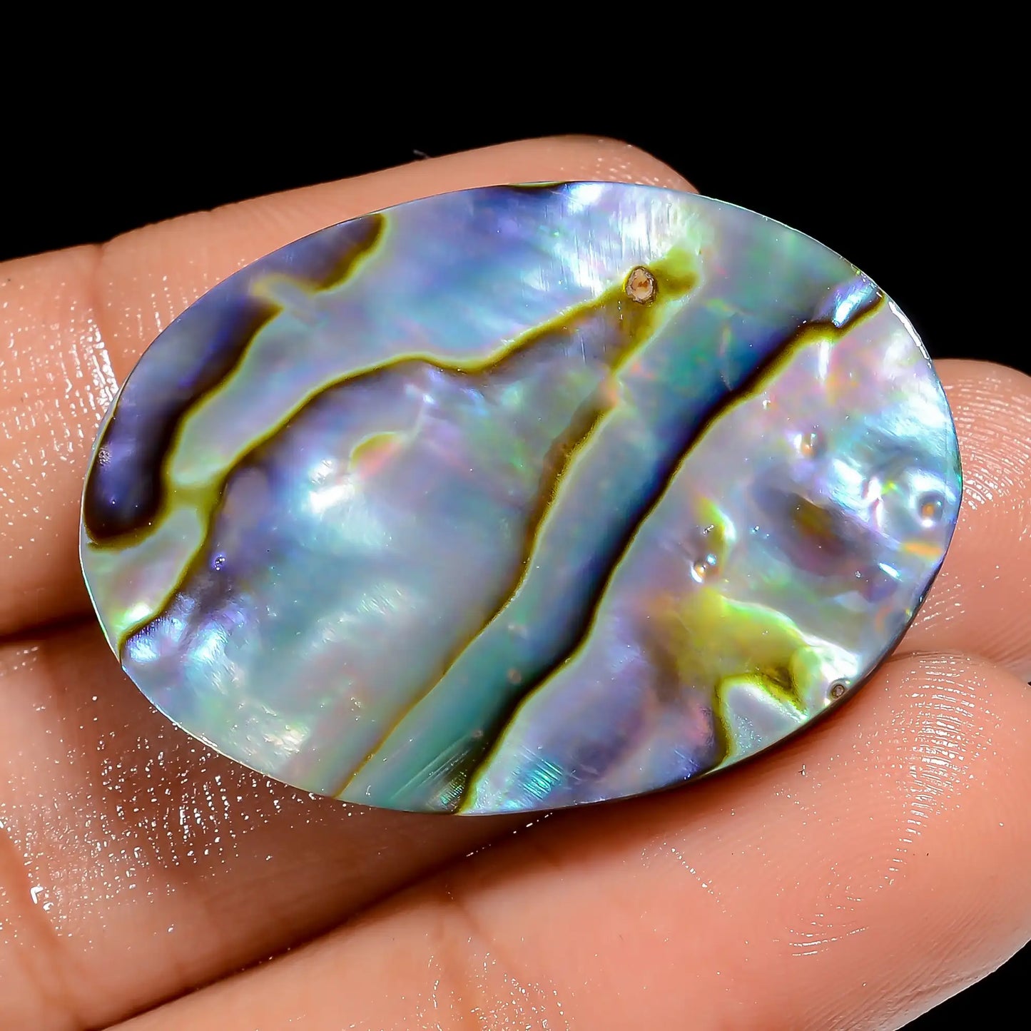 Attractive Top Grade Quality 100% Natural Abalone Shell Oval Shape Cabochon Loose Gemstone For Making Jewelry 44.5 Ct. 33X24X6 mm V-6814