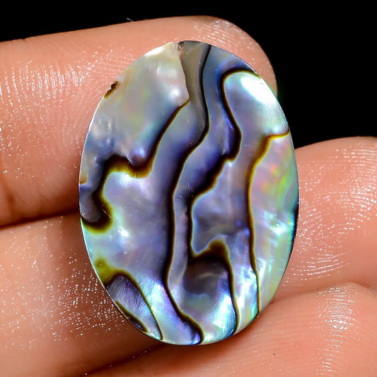 Beautiful Top Grade Quality 100% Natural Abalone Shell Oval Shape Cabochon Loose Gemstone For Making Jewelry 21.5 Ct. 24X17X6 mm V-6816