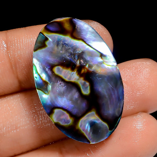 Excellent Top Grade Quality 100% Natural Abalone Shell Oval Shape Cabochon Loose Gemstone For Making Jewelry 30 Ct. 30X19X6 mm V-6819