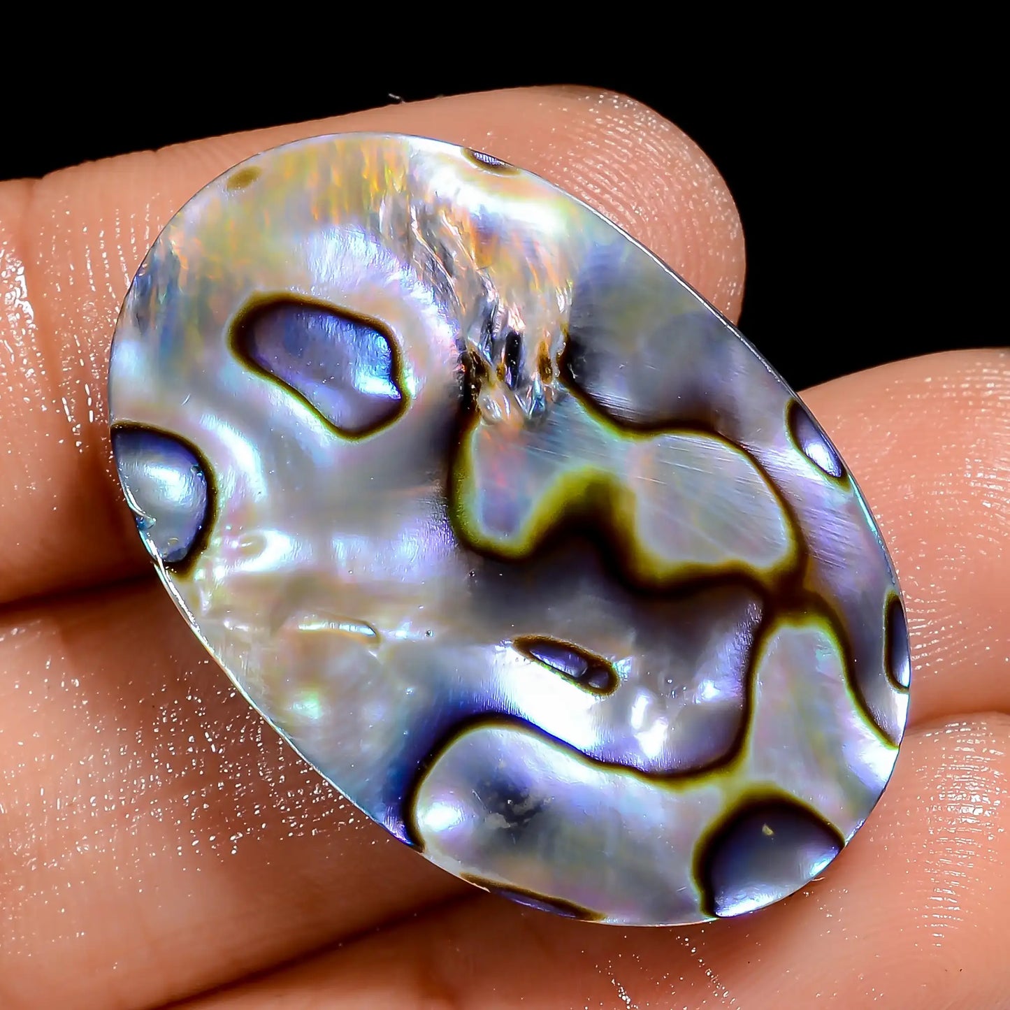 Exclusive Top Grade Quality 100% Natural Abalone Shell Oval Shape Cabochon Loose Gemstone For Making Jewelry 34.5 Ct. 30X20X6 mm V-6820