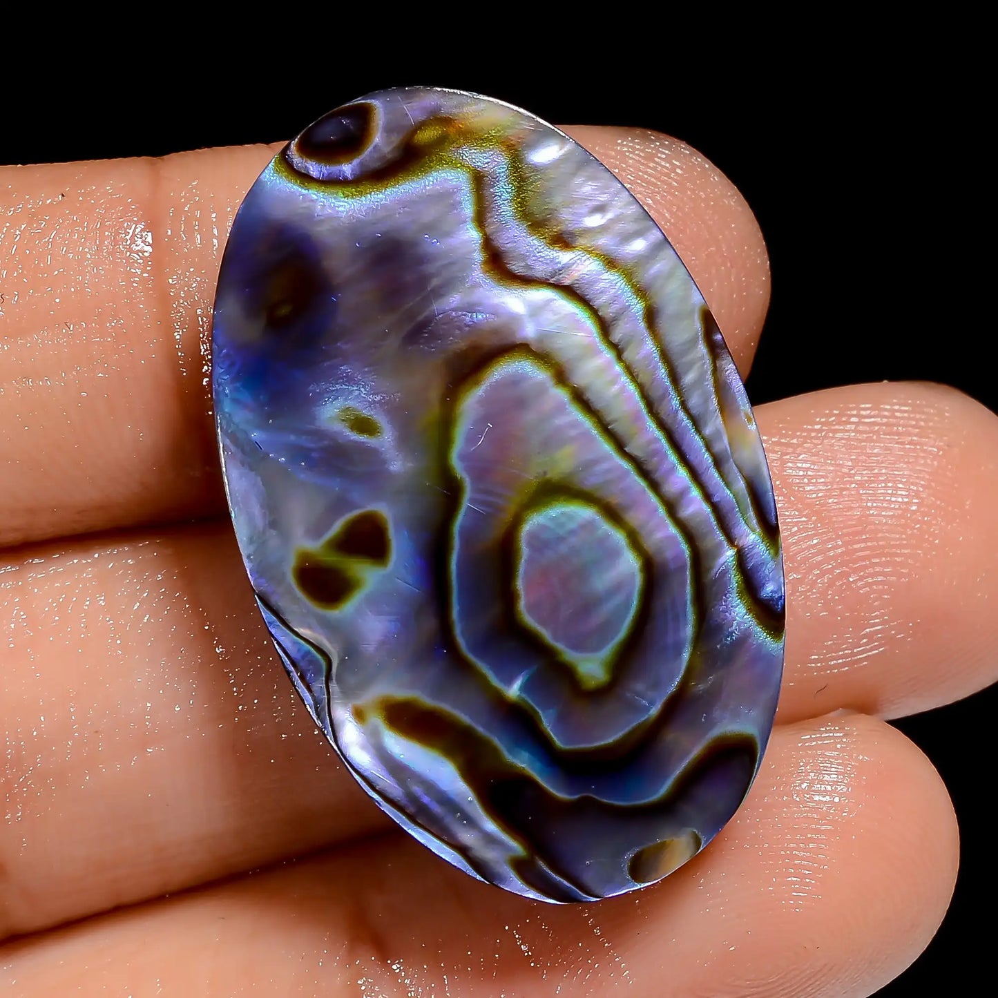 Elegant Top Grade Quality 100% Natural Abalone Shell Oval Shape Cabochon Loose Gemstone For Making Jewelry 37.5 Ct. 32X20X6 mm V-6821