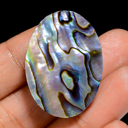 Gorgeous Top Grade Quality 100% Natural Abalone Shell Oval Shape Cabochon Loose Gemstone For Making Jewelry 42 Ct. 31X23X6 mm V-6823