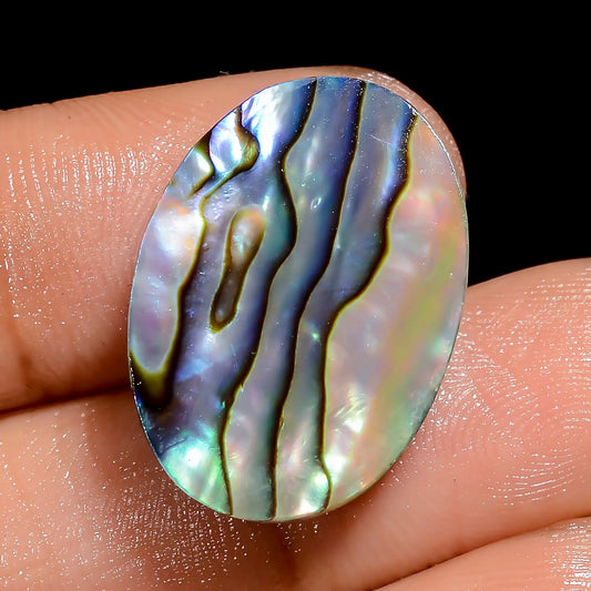 Wonderful Top Grade Quality 100% Natural Abalone Shell Oval Shape Cabochon Loose Gemstone For Making Jewelry 16 Ct. 22X15X5 mm V-6826