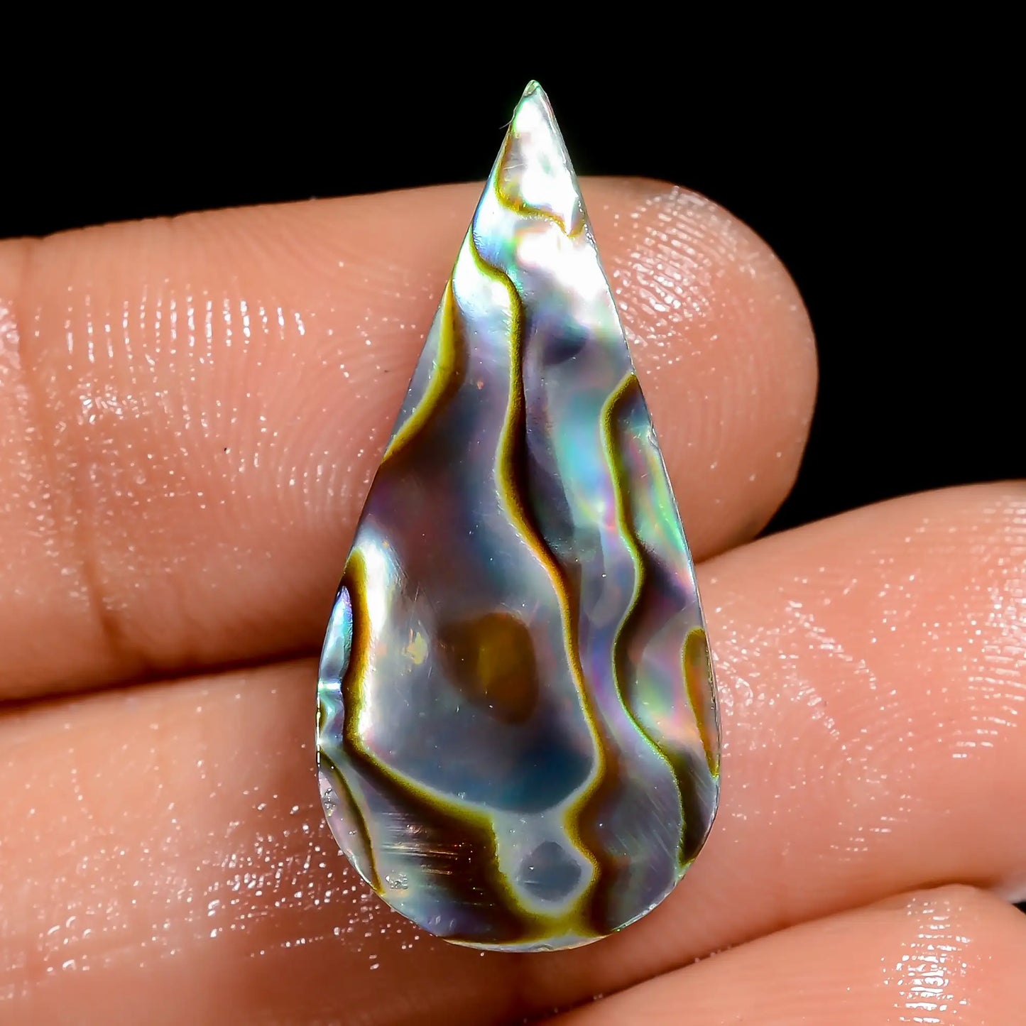 Amazing Top Grade Quality 100% Natural Abalone Shell Pear Shape Cabochon Loose Gemstone For Making Jewelry 14 Ct. 26X12X5 mm V-6827