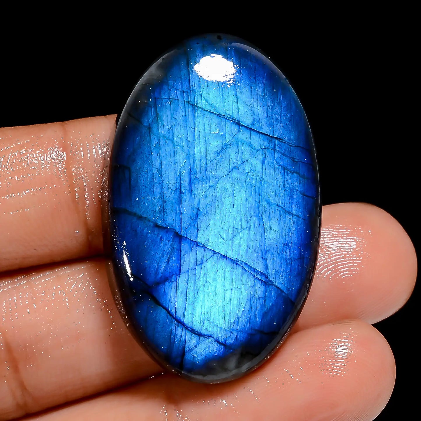 Mind Blowing Top Grade Quality 100% Natural Premium Blue Labradorite Oval Shape Cabochon Loose Gemstone For Making Jewelry 62 Ct. 37X23X8 mm V-6843