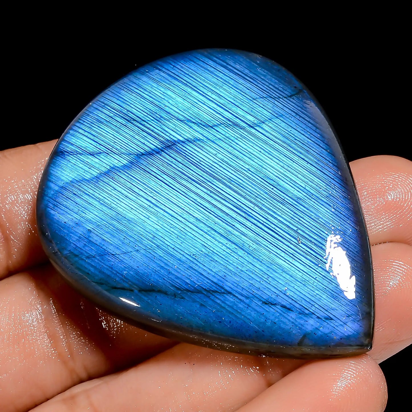 Outstanding Top Grade Quality 100% Natural Premium Blue Labradorite Pear Shape Cabochon Loose Gemstone For Making Jewelry 113.5 Ct 48X39X7 mm V-6844