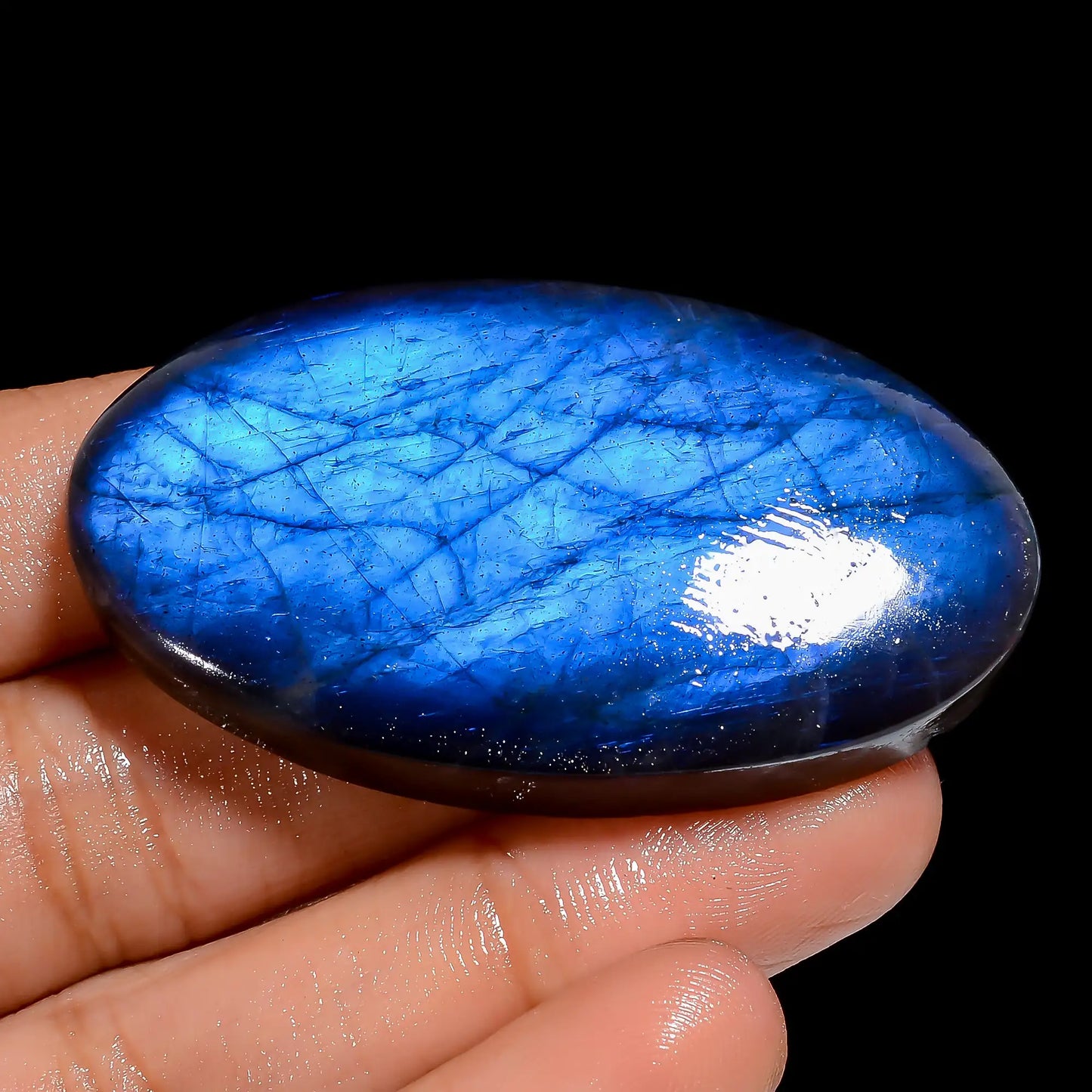 Superb Top Grade Quality 100% Natural Premium Blue Labradorite Oval Shape Cabochon Loose Gemstone For Making Jewelry 111 Ct. 51X29X8 mm V-6846