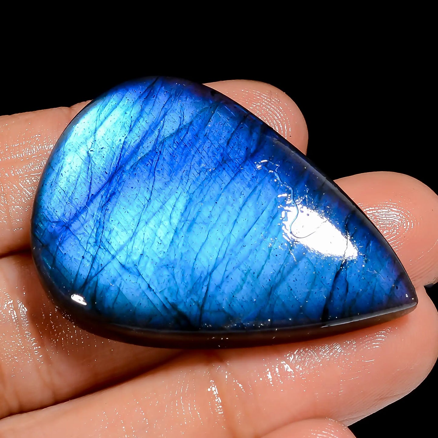 Stunning Top Grade Quality 100% Natural Premium Blue Labradorite Pear Shape Cabochon Loose Gemstone For Making Jewelry 69.5 Ct. 40X28X8 mm V-6847