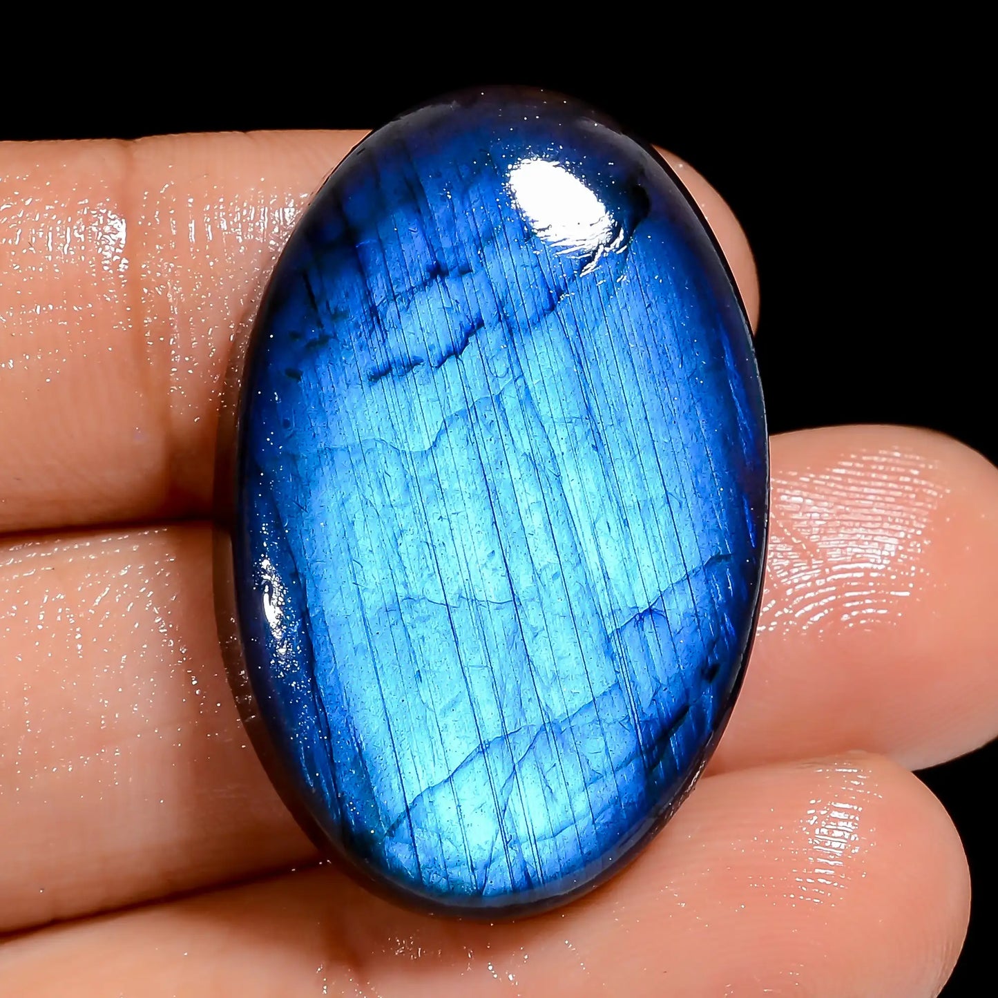 Terrific Top Grade Quality 100% Natural Premium Blue Labradorite Oval Shape Cabochon Loose Gemstone For Making Jewelry 43.5 Ct. 32X21X7 mm V-6850