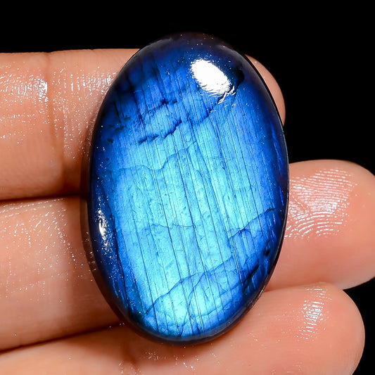 Terrific Top Grade Quality 100% Natural Premium Blue Labradorite Oval Shape Cabochon Loose Gemstone For Making Jewelry 43.5 Ct. 32X21X7 mm V-6850