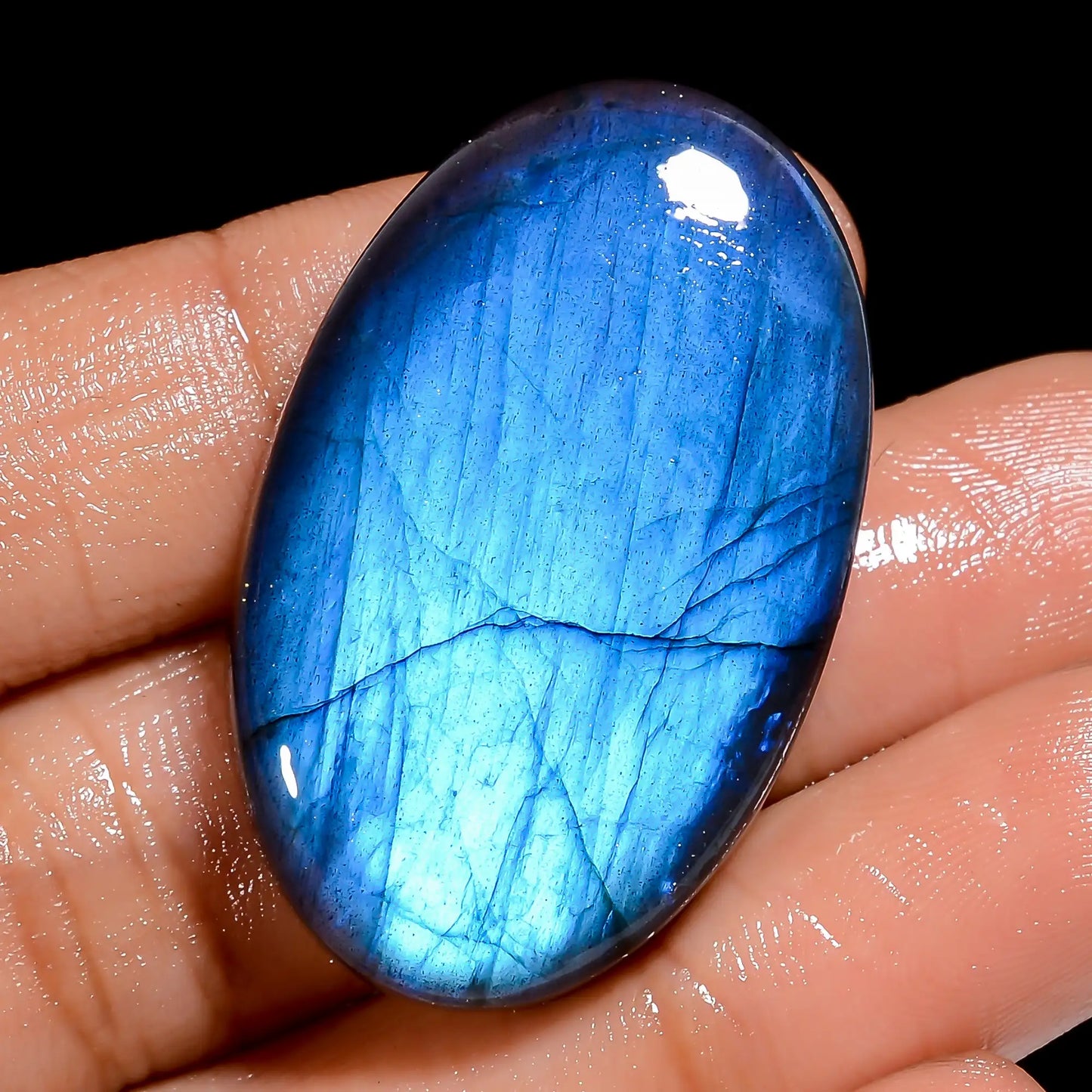 Wonderful Top Grade Quality 100% Natural Premium Blue Labradorite Oval Shape Cabochon Loose Gemstone For Making Jewelry 59 Ct. 36X23X8 mm V-6852