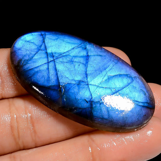 Wonderful Top Grade Quality 100% Natural Premium Blue Labradorite Oval Shape Cabochon Loose Gemstone For Making Jewelry 74.5 Ct. 48X25X6 mm V-6854