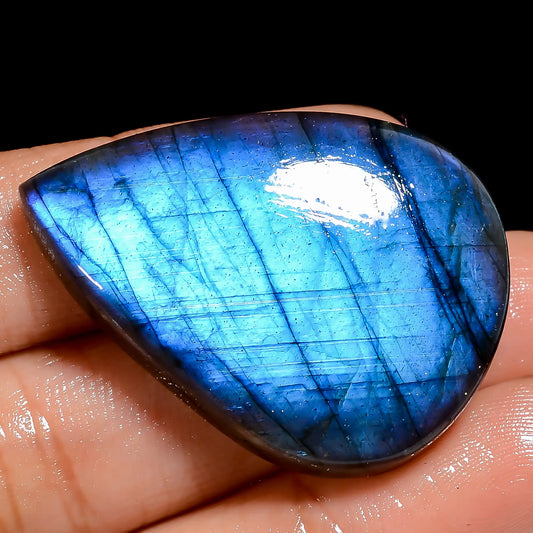 Amazing Top Grade Quality 100% Natural Premium Blue Labradorite Pear Shape Cabochon Loose Gemstone For Making Jewelry 62.5 Ct. 38X28X7 mm V-6855